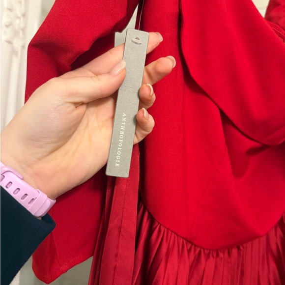 NWT Hutch Wedding Guest Dress Women's Long Sleeve Off-Shoulder Dress in Red - Picture 11 of 13